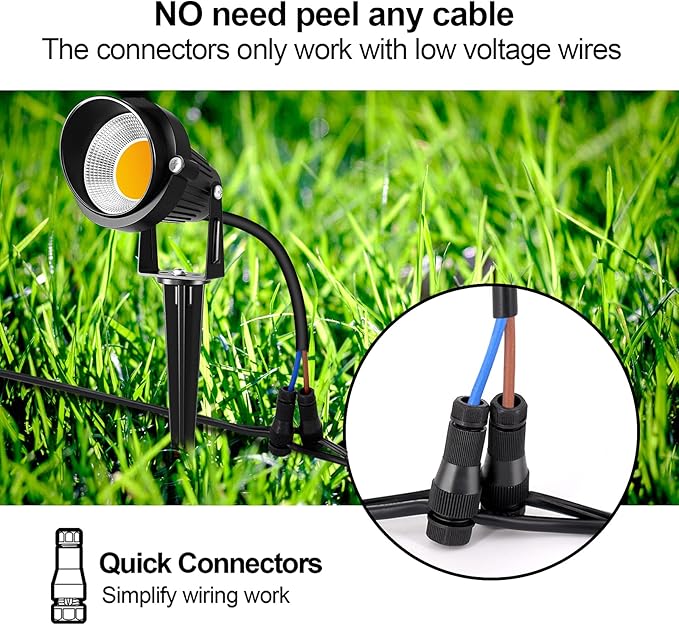 ZUCKEO 10W Low Voltage Landscape Lights LED Landscape Lighting with Connectors, 12V Outdoor Spotlights Yard Garden Pathway Lights, 1000LM Waterproof Warm White Light (14 Pack)