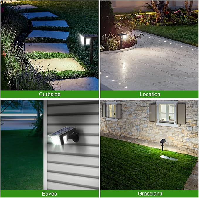Solar Spot Lights Outdoor, 53 LEDs IP65 Waterproof Solar Lights Outdoor, 2-in-1 Solar Landscape Spotlight Wall Light with Auto On/Off & 3 Modes for Yard Garden Decor 2 Pack (Cool White)