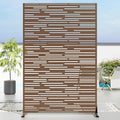 Casaphoria Metal Privacy Screen Outdoor, 72" H x 47" W Freestanding Decorative Privacy Screen for Patio Deck Balcony Garden with Stable Base, Brown-Shine