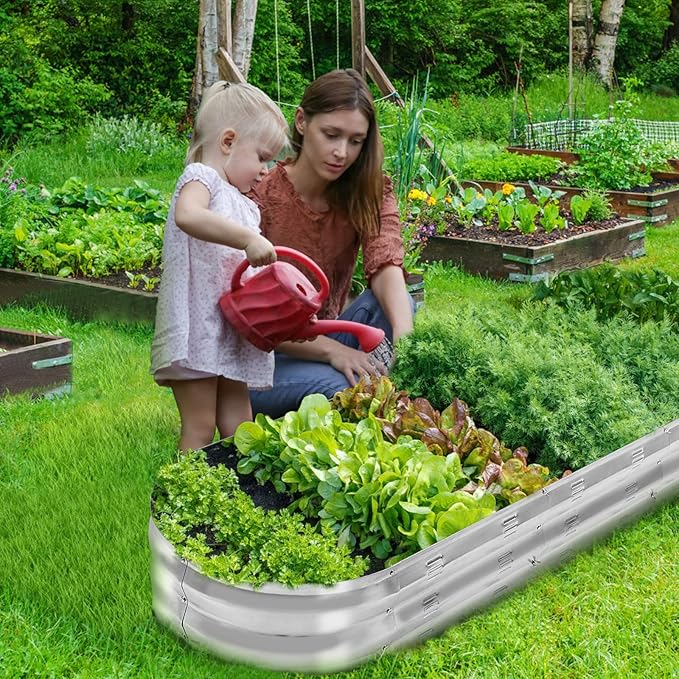 GADI 67-Inch Galvanized Raised Garden Bed, Metal Planter Box for Vegetables and Flowers, Large Outdoor Gardening Kit, Easy DIY Assembly, Weather-Resistant & Rust-Proof