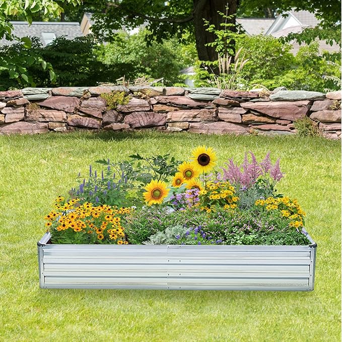 Galvanized Raised Garden Bed Kit - Metal Raised Planter 2pcs/Pack 6'x3'x1' for Flowers Plants, Vegetables Herb