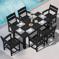 SERWALL Outdoor Dining Table Set, 67‘’ HDPE Patio Dining Set for 6, Wood-Like All-Weather Outdoor Table and Chairs Set for Lawn, Black