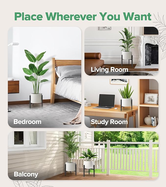 Plant Stand Indoor Adjustable 2 Pack, Metal Modern Indoor Plant Stand, Heavy Duty Plant Stands Outdoor Corner, Stable Plant Holder, Fits 8 to 12 Inches Pots, Black, Pot & Plant Not Included
