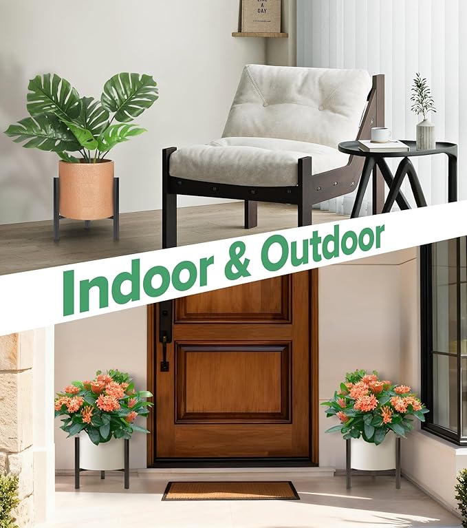 Plant Stand Indoor Adjustable, Metal Modern Indoor Plant Stand, Heavy Duty Plant Stands Outdoor Corner, Stable Plant Holder, Fits 8 to 12 Inches Pots, Black, 1 Pack, Pot & Plant Not Included