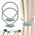 Hion Magnetic Curtain Tiebacks Gray Blue 2pcs, Curtain Tiebacks Buckles Holdbacks Holders Hooks Clip for Home Bedroom Office Decorative Curtain