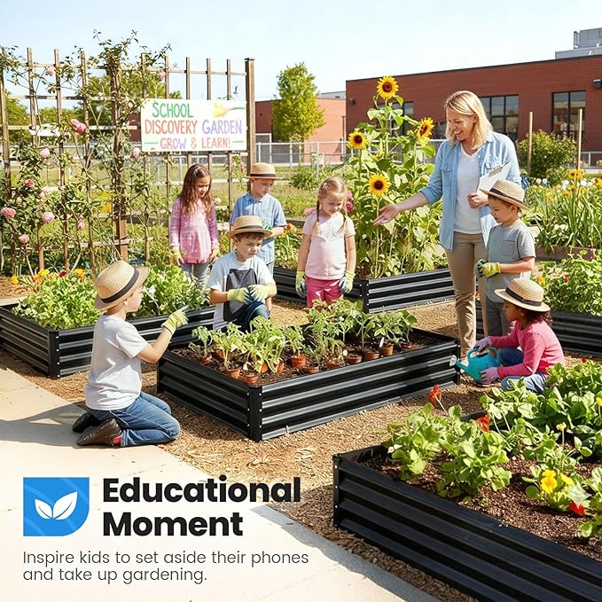 Quictent Galvanized Raised Garden Bed 4x3x1 Ft Metal Planter Box for Vegetables Bottomless for Backyard Dark Grey 2PCS