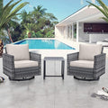 Belord Outdoor Bistro Set 3 Piece Wicker Swivel Rocker Patio Chairs, Oversize Outdoor Rattan Seating Set, Patio Swivel Glider Chairs Wicker Furniture with Metal Side Table for Porch Outside Backyard