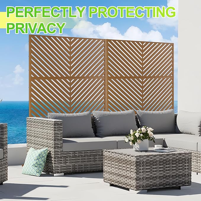 Outdoor Privacy Screen,72" H×47" W Metal Privacy Screen, Freestanding Privacy Fence Panels for Patio