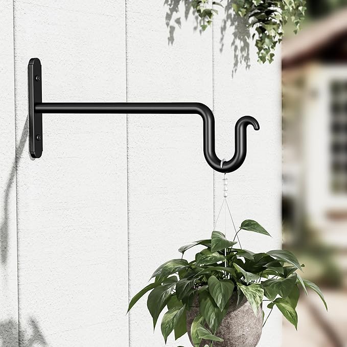 Hanging Plant Brackets 10 Inch - 2 Pack Plant Hanger for Hanging Plants, Plant Hook for Hanging Bird Feeders, Flower Baskets, Wind Chimes, Lanterns, Indoor or Outdoor.