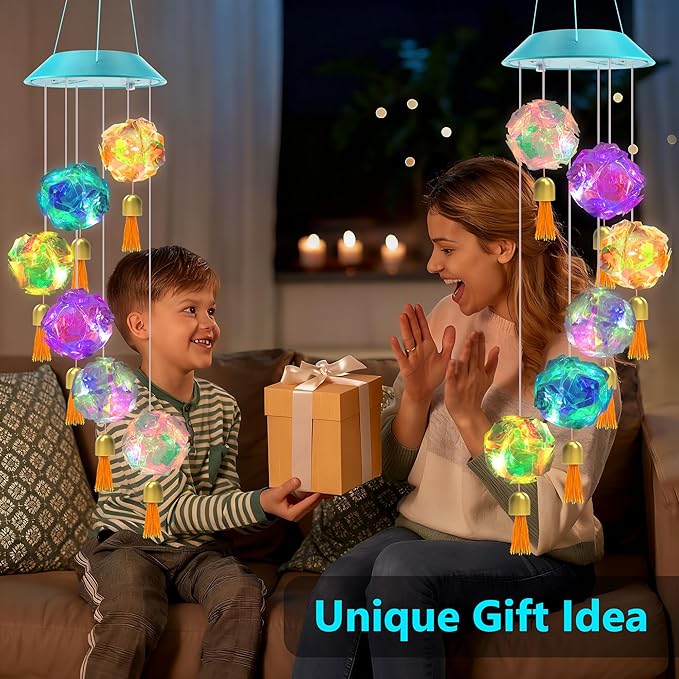 Toodour Solar Wind Chime, Color Changing Hydrangea Ball Wind Chimes LED Decorative Mobile Waterproof Outdoor Solar Lights Gifts for Mom Grandma, Garden, Patio, Yard, Window Decoration Birthday Gift