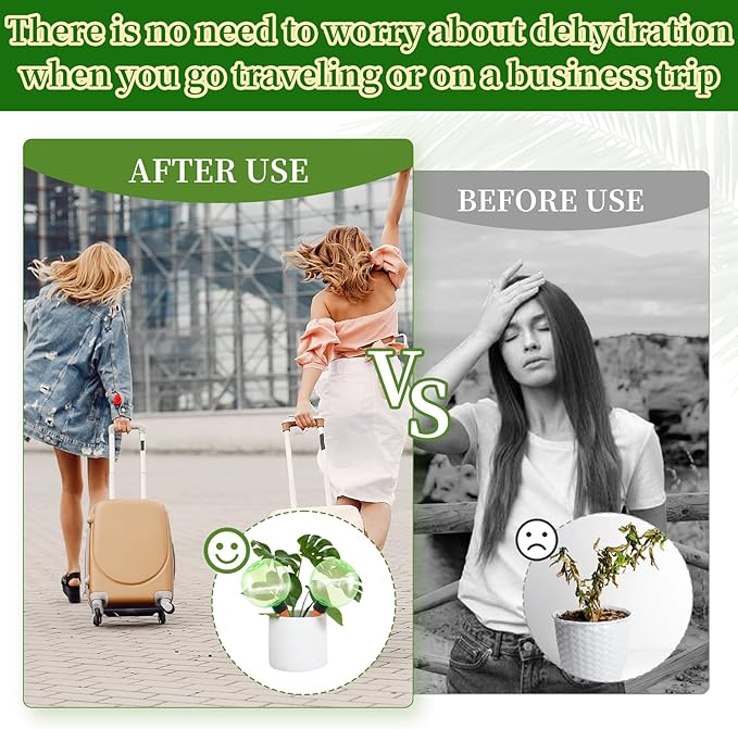 3pcs Large Plant Self Watering Globes, 17.5 oz Plastic Water Bulbs Top Fill, Plant Watering Devices System Slow Release Terracotta, Water Spikes Stakes for Indoor(3pack)