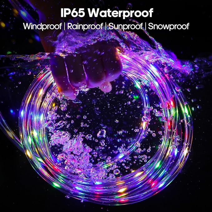 100FT 720 LED Christmas Rope Lights Outdoor Waterproof with Remote, 8 Modes and 4 Brightness Tube Lights for Patio, Outside, Garden, Indoor Outdoor Xmas Decoration (Multicolor)