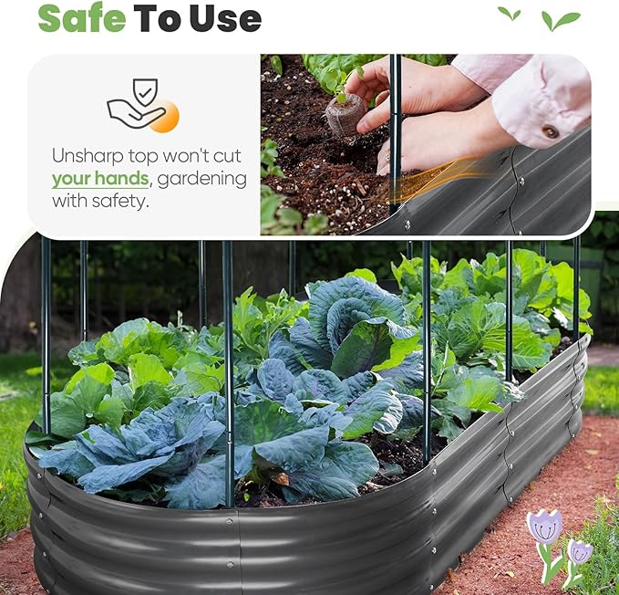 KING BIRD Raised Garden Bed with Cover Galvanized Oval Planter Garden Box Outdoor for Gardening, Vegetables, Flowers, Clear