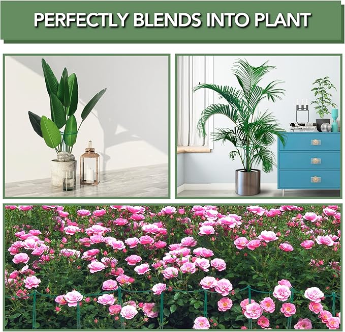 Joyhalo 12 Pack Plant Support Stakes, 16 Inch Plant Stakes for Outdoor Plants, Peony Cages and Supports, Peony Cage with 15 Pcs Twist Ties, Flower Stakes Peonies Support Cages for Plants
