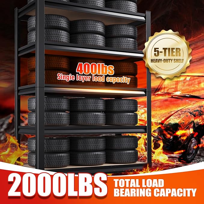 Set of 3 Garage Shelving-2050 lbs 5 Tier Storage Shelves,Adjustable Heavy Duty Metal Shelving Unit and Storage Large Rack,Utility Steel Shelf for Warehouse Industrial Pantry Basement 71"x46"x18"