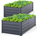 Ohuhu 6x3x1.5FT Metal Raised Garden Bed Outdoor, Reinforced Galvanized Steel Rustproof Planter Box, 100% Non-Toxic, 202 Gal Large Capacity Heavy Duty Raised Beds for Vegetables Flowers Herbs 2-Pack