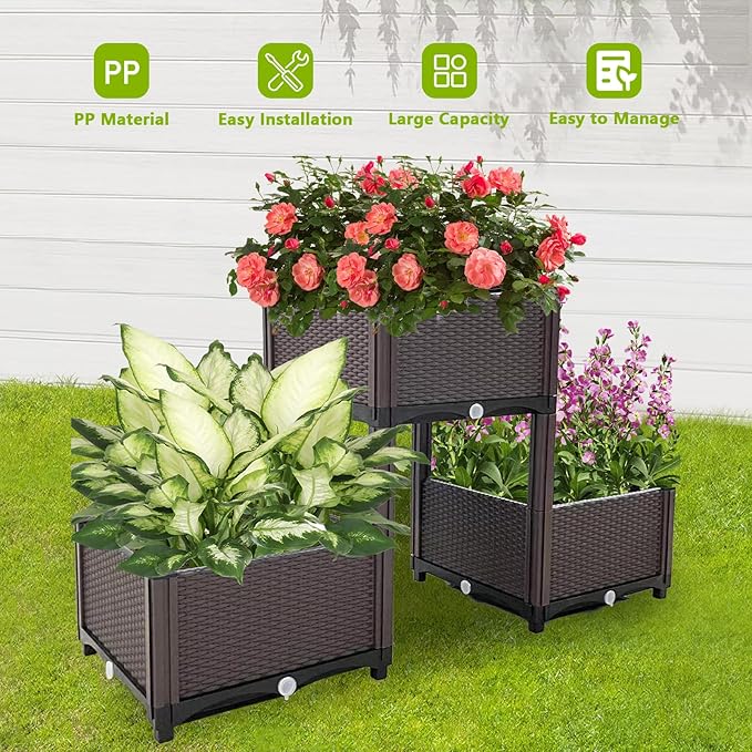 Raised Garden Bed with Legs Planters for Outdoor Plants pots Elevated Garden Boxes Garden Patio Balcony Deck to Planting Flowers Vegetables Tomato and Herbs