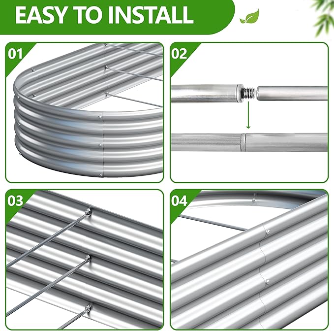 2PCS 6x3x1ft Galvanized Metal Raised Garden Bed Kit,Outdoor Planter Box Vegetables,Flowers,Herbs Durable Rust-Resistant Patio Gardening Beds