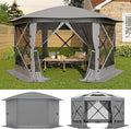 13x13FT 6-Sided Pop Up Gazebo Tent，One-Push Setup Canopy Tent with Removable Canopy Top & Wind Cloths, Outdoor shelter for Camping, Backyard Parties, Outdoor Events - Grey