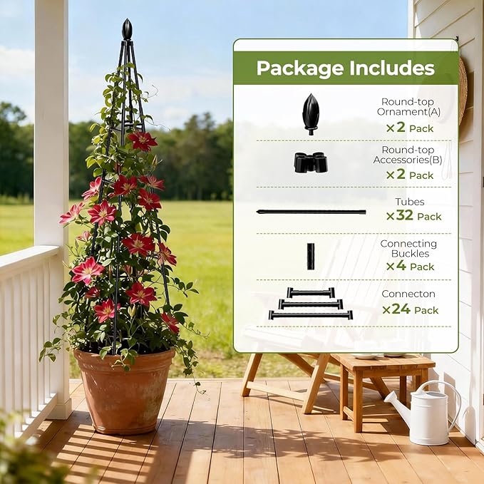 2 Pack Garden Trellis for Climbing Plants Outdoor,68" Tall Cucumber Trellis Garden Obelisk Trellis Rustproof Plants Support with Adjustable Heights for Indoor Potted Plants, Vines, Vegetables