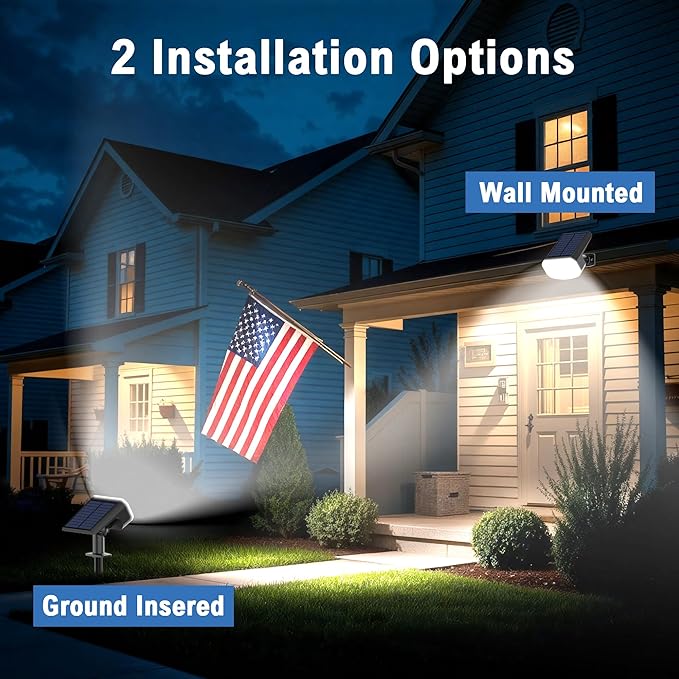 Solar Lights Outdoor Waterproof IP65, Super Bright LED, Cool Light 2 Lighting Modes Selectable, Solar Powered Yard Garden Solar Spot Lights for Outside Landscape Auto On/Off -2 Pack