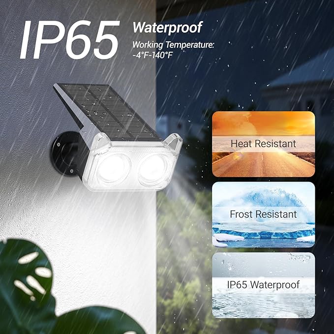 WdtPro Upgraded Bright Solar Lights Outdoor Waterproof, Auto ON/Off Solar Spot Lights Outdoor, Dusk to Dawn Spotlights, Adjustable Landscape Lighting for Yard Tree Path Garden, Cool White, 6 Pack