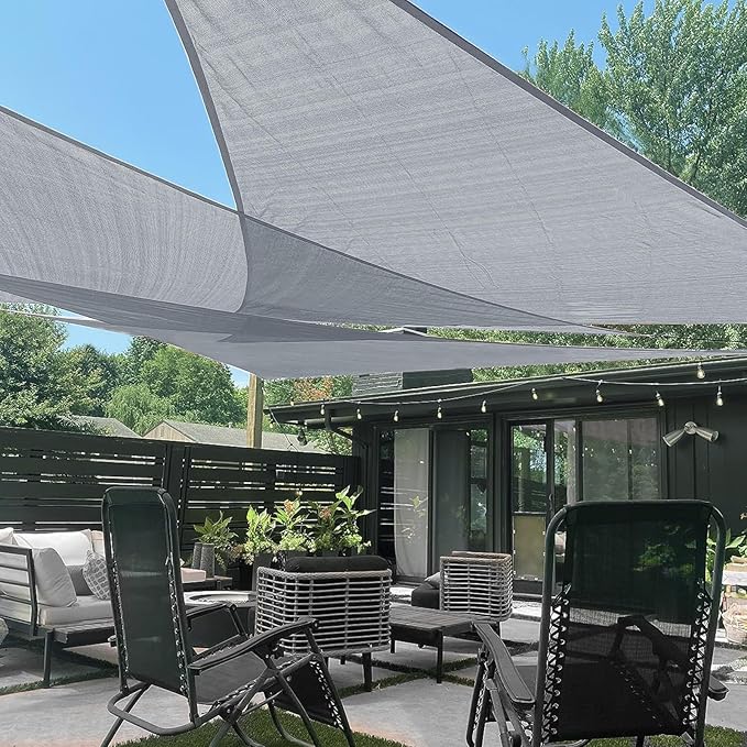 LOVE STORY Custom Size 12'x15'x19.2' Silver Grey Sun Shade Sail Triangle Sunshade Fabric Awning Canopy for Patio Backyard Carport Pergola (Customized)