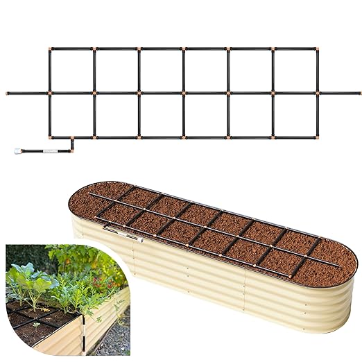 Garden Grid Watering System | Raised Garden Bed Drip Irrigation System – But Better | Pre-Assembled, Waters Every Plant Evenly, 2-Minute Setup | Square Foot Gardening Grid | US-Made (Cornerless, 2x8)