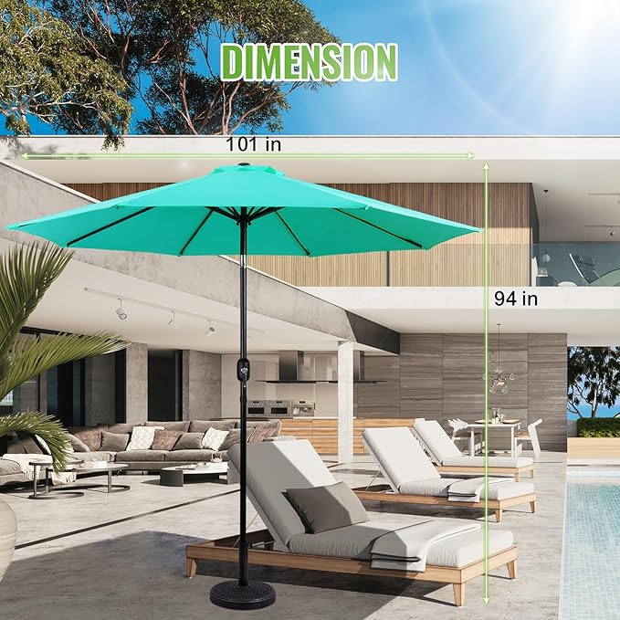 Backyard Expressions 9 ft. Patio Umbrella, Market Table Umbrella w/Tilt and Crank, 8 Ribs