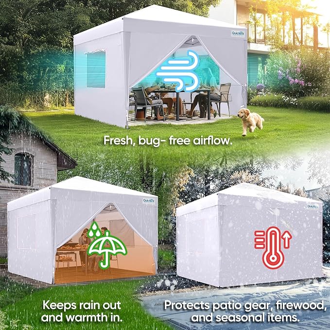Quictent Privacy 8x8 Pop up Canopy Tent with Sidewalls and Roll-up Ventilated Windows, One Person Easy Setup, Outdoor Commercial Gazebo Shelter Enclosed Waterproof, Bonus 4 Sandbags