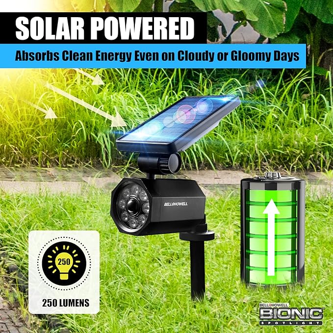 Bell+Howell Bionic Spotlight Motion Solar Spot Lights Outdoor Waterproof, Landscape Lights, Outdoor Solar Yard Lights Weather Resistant, Super Bright LED Lights, for Garden, Lawn As Seen On TV