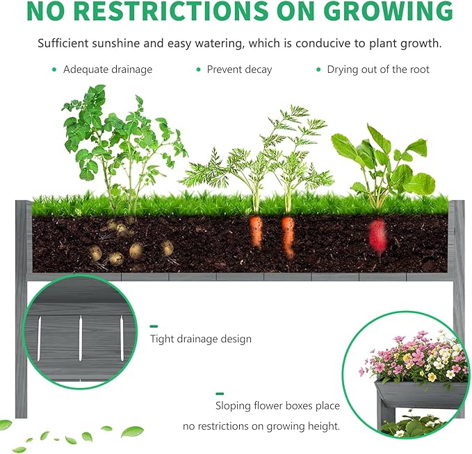 DoCred Vertical Wooden Raised Garden Bed, 4 Tier Upgraded Garden Planters Freestanding Wood Plant Stand Flower Rack Wooden Planter Box for Plants Herbs Flowers Vegetables Outdoor Indoor