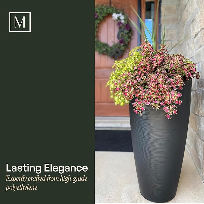 Mayne Modesto 32-Inch Tall Planter – Weather-Resistant Planter for Flowers – Durable Indoor/Outdoor Design for Patio, Porch, or Entryway