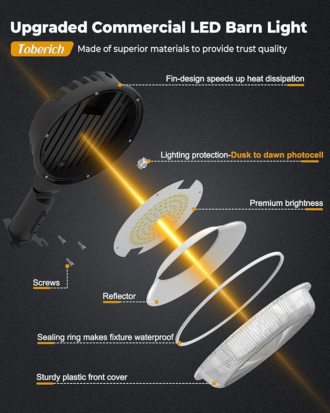 LED Barn Light 4 Packs, 150W 20000LM Yard Area Lights Dusk to Dawn Outdoor Lighting with Upgraded Photocell 6500K Adjustable Angle Daylight IP66 Waterproof Street Lights for Farmhouse/Garage