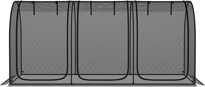 Outsunny 9' x 4' Crop Cage, Plant Protection Tent with Three Zippered Doors, Storage Bag and 4 Ground Stakes, for Garden, Yard, Lawn, Black