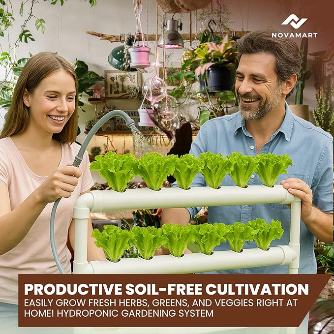Hydroponic Plant Growing System – 36-Site PVC Indoor Garden Tower with AU/US Plug | Soil-Free Vertical Hydro Grow Kit with Planting Baskets, Sponges & Irrigation Tube | White