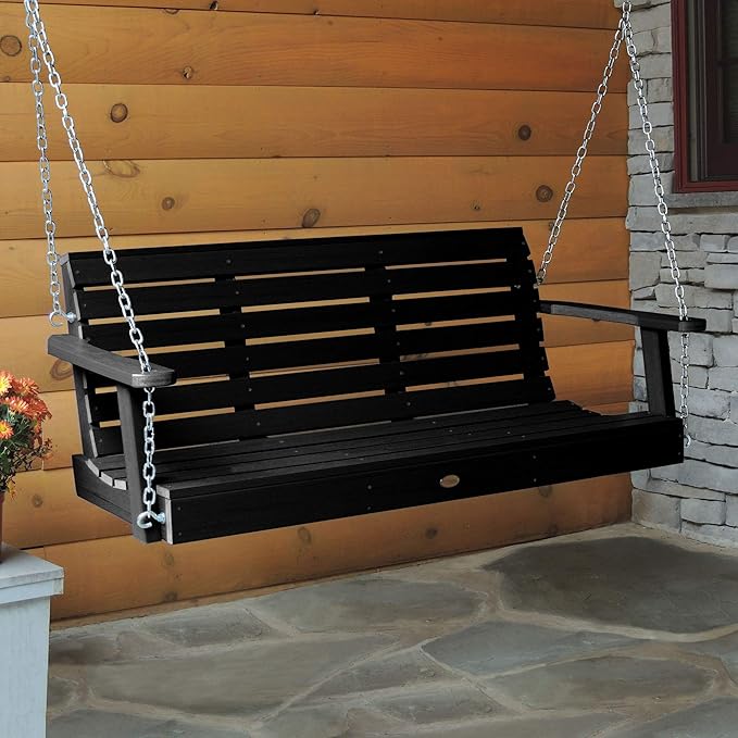 highwood Weatherly Porch Swing, 4 Feet, Black