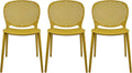 2xhome Set of 3 Patio Dining Chairs | Modern Stackable Outdoor Pool Side Chair | Weather Resistant Plastic for Yard, Porch, Balcony, Kitchen, Yellow