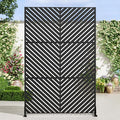 Casaphoria Metal Privacy Screen Outdoor, 72" H x 47" W Freestanding Decorative Privacy Screen for Patio Deck Balcony Garden with Stable Base, Black Parallel