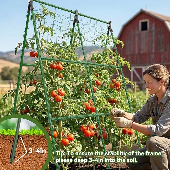 2 Pack Cucumber Trellis, 34"×48" Garden Trellis for Climbing Plants Outdoor, A-Frame Vegetable Trellis for Raised Bed, Support for Tomatoes, Squash, Zucchini, Vegetables & Flowers
