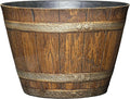 Classic Home & Garden Whiskey Barrel Planters - Wooden Finish Flower Planter Pot - Stylish Garden Pots - Indoor & Outdoor Resin Planters - Weather-Resistant Planting Pots (9" Oak Brown, Pack of 1)