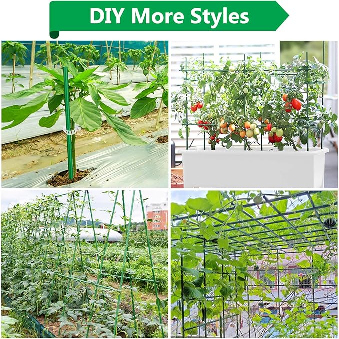 Lezmarket 80 Pack Garden Stakes(16" Each), Plant Support Stakes, DIY 4ft 5ft 6ft 7ft Sturdy Fiberglass Plant Sticks Support Garden Trellis for Growing Climbing Tomato Vegetables Flowers