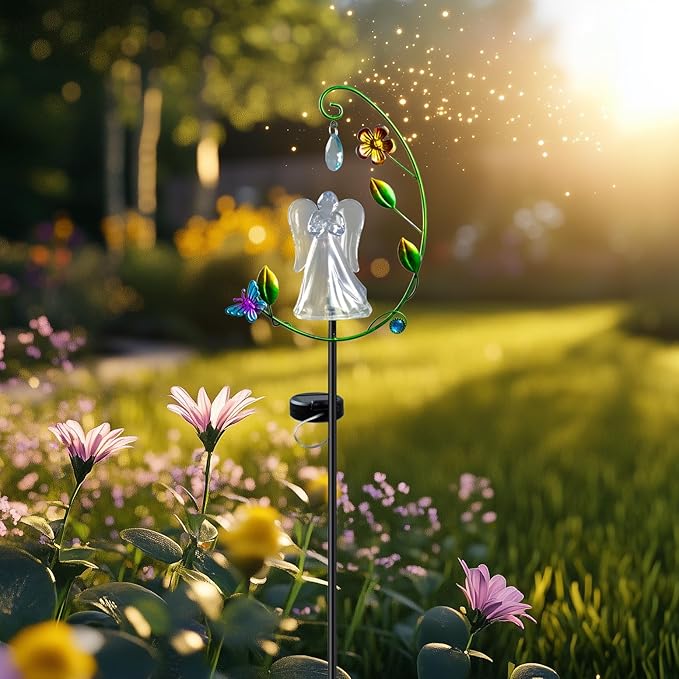Solar Angel Light for Cemetery Decor - Color Changing Memorial Gift, Outdoor Garden Stake Light for Grave, Yard, Patio - Waterproof Sympathy Decoration with LED