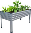 48×24×30in Galvanized Raised Garden Bed,Metal Elevated Planter Box with Legs for Patio,Balcony,Backyard,300lb Capacity,Silver