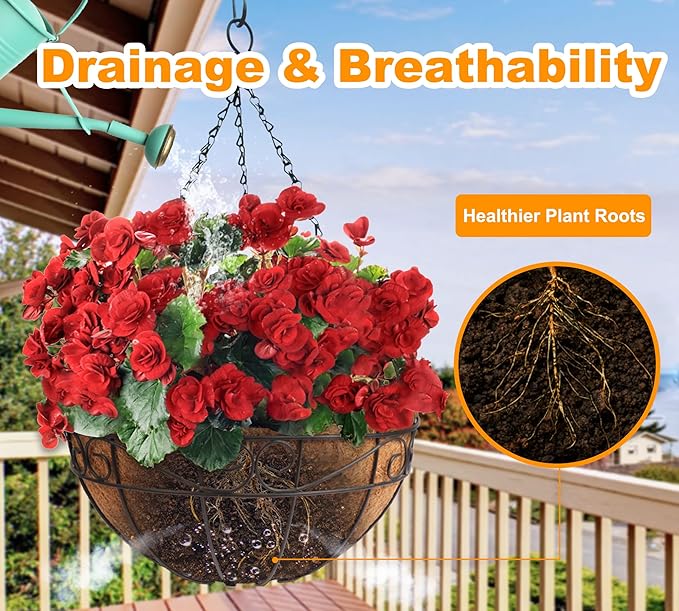 Y&M 4pcs 18“ Round Coconut Fiber Liner, 18'' Coco Liner Pre-Formed Replacement for Wall Hanging Planter Basket