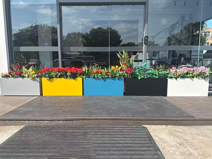 40" L x 16" W x 18" H Metal Large Rectangular Planter - Long Planter Box for Outdoor Patio/Porch Planter Boxes Outdoor Modern Design for Plants, Flowers, Garden,Spliced Flower Pot (Silver Gray)
