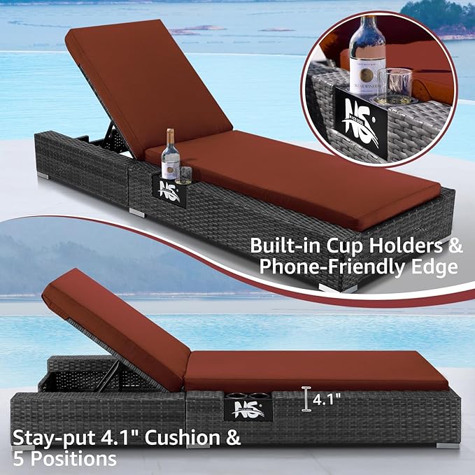 NICESOUL 11 Piece Outdoor Furniture with Fire Pit Propane/Gas, 29.3'' High Back Patio Sectional with Fire Pit & Chaise Lounge, 500 lbs Heavy Duty Large Deep Couches, 2 Color Cushion Burgundy & Gray