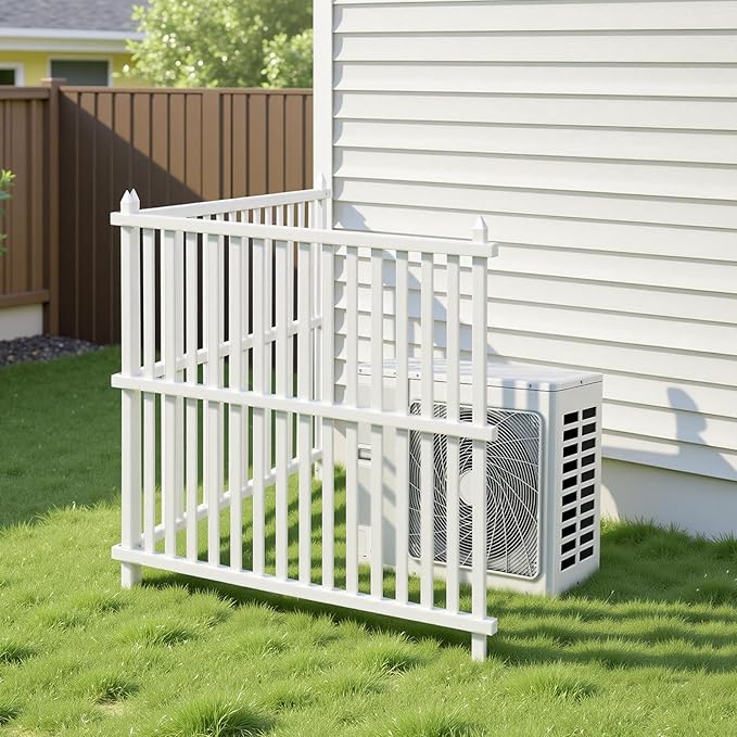 VEVOR 48" W x 48" H Vinyl Fence Panels, Air Conditioner Fence, Outdoor Privacy Screens for Trash Can, Pool Equipment Enclosure, Privacy Screen Kit Strip Panels (2 Panels)