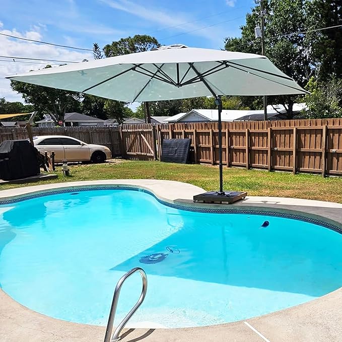 PURPLE LEAF Patio Umbrella 10' X 13' Rectangle Cantilever Umbrella Large Aluminum Outdoor Umbrellas with 360-degree Rotation & UPF40+ Premium Fabric for Deck Pool Garden Yard, Pebble Grey