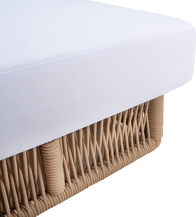 SAFAVIEH Outdoor Collection Gillian Tan Rope/White Cushion Chaise Lounge Chair (PAT7527A)